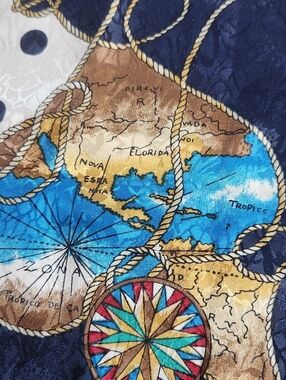 Vintage Nautical Maps Colorful Scarf Satin Polyester Abstract 35x35 Inch Navy